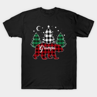 Grampa Bear Buffalo Red Plaid Matching Family Christmas T-Shirt